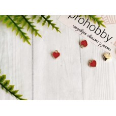 Декор для творчества "Сердечко с кантиком", цвет красный/золото 