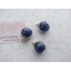 Подвеска шарик с наполнителем "Стразы", цвет синий