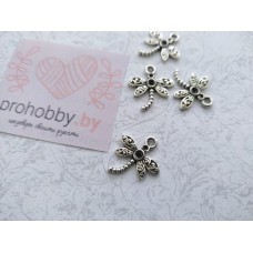 Декор металл "Стрекоза", цвет серебро
