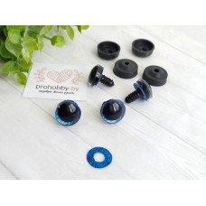 Глазки трапецевидные искристые с заглушкой, 16 мм, цвет синий №1