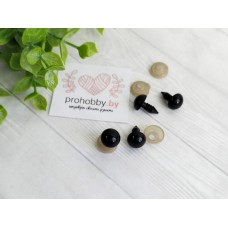 Глазки круглые для игрушек с заглушками, 10 мм, цвет чёрный