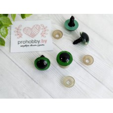 Глазки для игрушек с заглушками, 16 мм, цвет зелёный