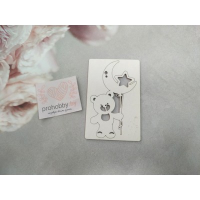 Чипборд "Мишутка с шариками"