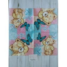 Салфетка для декупажа "Мишка с бабочкой", 33*33 см