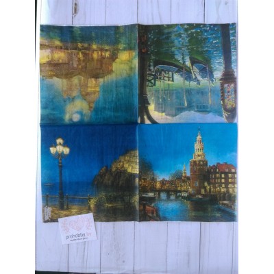 Салфетка для декупажа "Города", 33*33 см