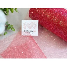 Фатин с блёстками, ширина 15 см, цвет красный №37