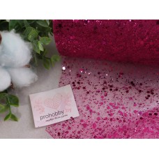 Фатин с пайетками, ширина 15 см, цвет фуксия №6