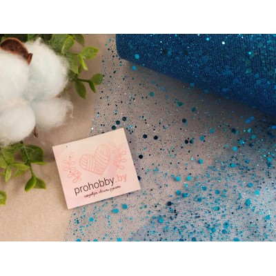 Фатин с пайетками, ширина 15 см, цвет синий №13