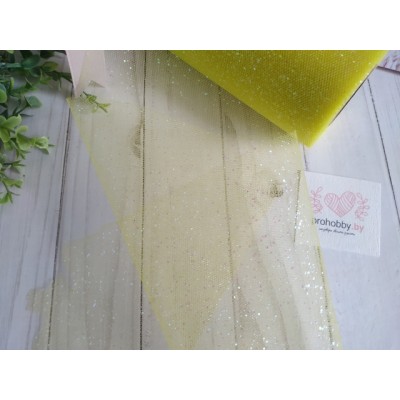 Фатин с блестками, ширина 15 см, цвет желтый №10