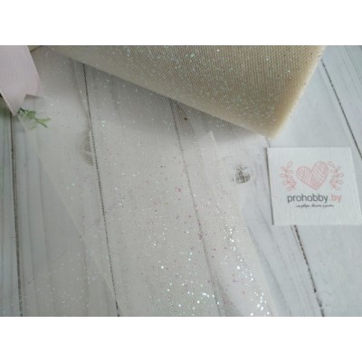 Фатин с блестками, ширина 15 см, цвет бежевый №7