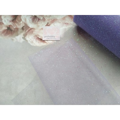Фатин с блестками, ширина 15 см, цвет светло-фиолетовый №4