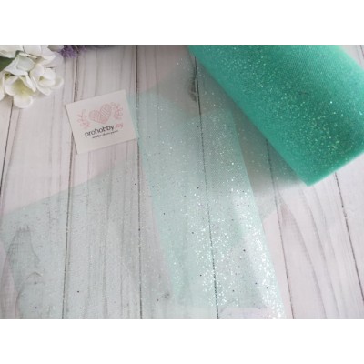 Фатин с блестками, ширина 15 см, цвет аквамарин №18