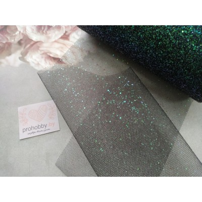 Фатин с блестками, ширина 15 см, цвет черный №12