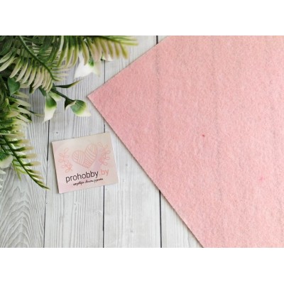 Фетр жёсткий, 20*30 см, 1 мм, цвет нежно-розовый №086
