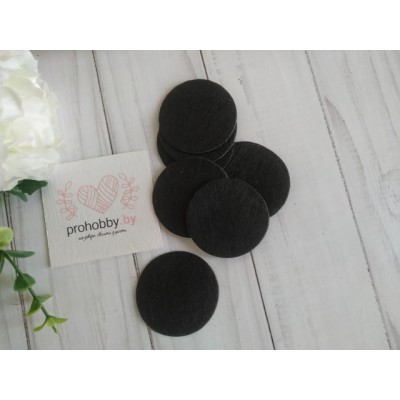 Фетровые кружочки, 4 см, цвет черный