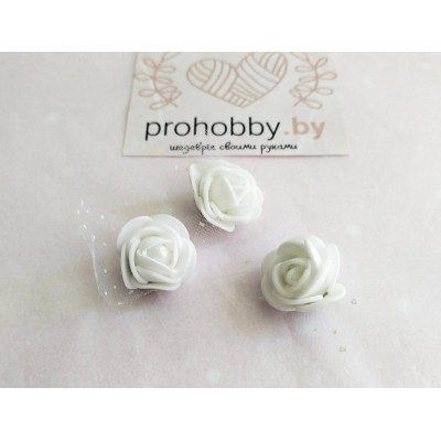 Розочка с фатином 2 см, цвет белый