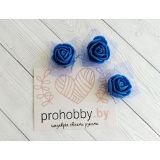 Розочка с фатином 2 см, цвет синий