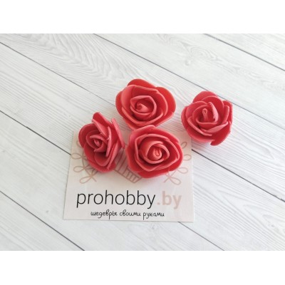 Розочка 3,5 см, цвет красный 2