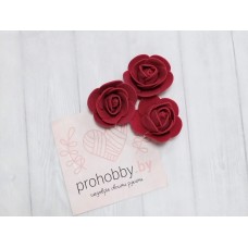 Розочка 3,5 см, цвет бордовый
