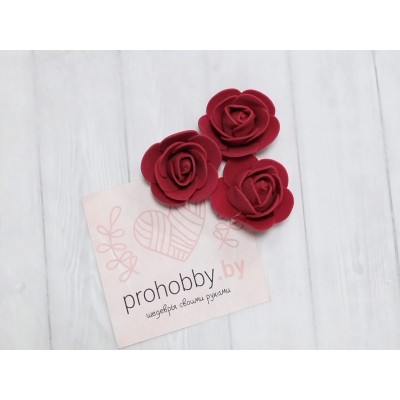 Розочка 3,5 см, цвет бордовый