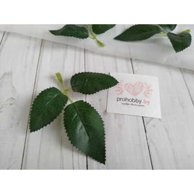 Листик розы, 3 шт на ветке, цвет темно-зеленый