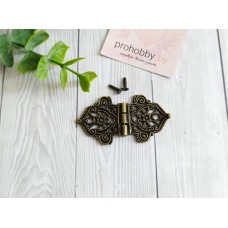 Петля для шкатулки "Узорная с цветами", цвет бронза