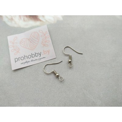 Швензы-крючки с бусиной, цвет серебро, 2 шт