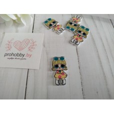Кабошон-вырубка "Куколка с бирюзовыми очками" №8