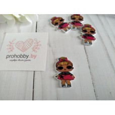 Кабошон-вырубка "Куколка в розовой повязке и юбке" №11