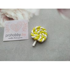 Кабошон "Леденец", цвет желтый с белым