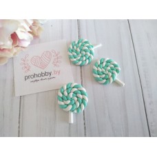 Кабошон "Леденец", цвет аквамарин с белым