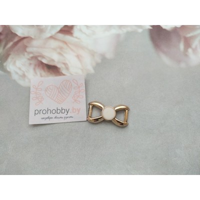 Пряжка декоративная, 30*15 мм, цвет белый/золото