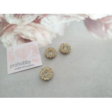 Кабошон флоризель "Цветочек-солнце из страз", цвет серебро/золото