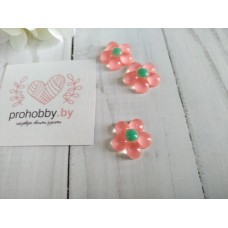 Кабошон "Цветочек", цвет коралловый