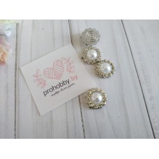 Кабошон флоризель "Бусина и стразы", серебро SF-4250