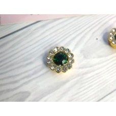 Кабошон флоризель "Цветочек из страз", цвет изумруд