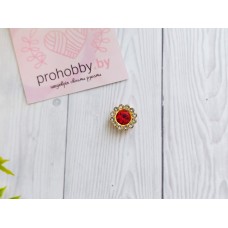 Кабошон флоризель "Цветочек из страз", цвет красный