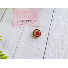 Кабошон флоризель "Цветочек-солнце из страз", цвет красно-рыжий/золото