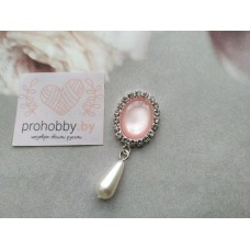 Серединка ювелирная с подвеской-жемчуг, цвет светло-розовый в серебре №2