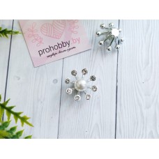 Кабошон флоризель "бусина и стразы", цвет серебро