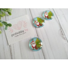 Кабошон стекло "Санта и ёлка"