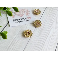 Кабошон флоризель "Цветок-солнце из страз", цвет нежно-розовый/золото