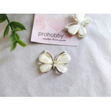 Серединка ювелирная "Бабочка", цвет бежевый в серебре №1