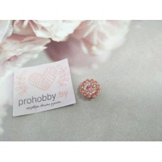 Кабошон флоризель "Цветочек-солнце из страз", цвет розовый/золото