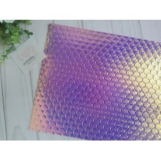 Кожзам "Чешуя", 20*30 см, сиреневый хамелеон