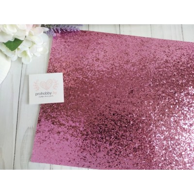 Кожзам с крупными блестками, 22*30 см, цвет розовый