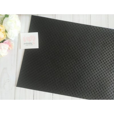 Кожзам текстурный "Плюсики", 22*30 см, цвет черный