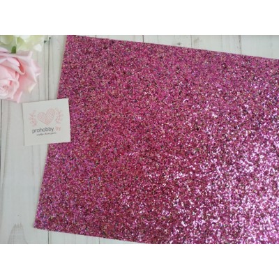 Кожзам с крупными блестками, 22*30 см, цвет фуксия