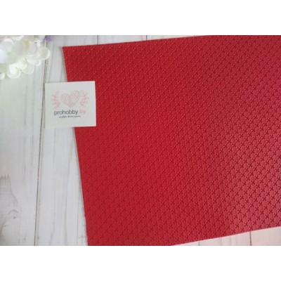 Кожзам текстурный "Плюсики", 22*30 см, цвет красный