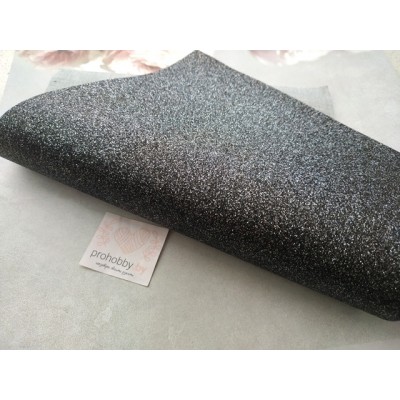 Кожзам с глиттером, 21*30 см, цвет черный